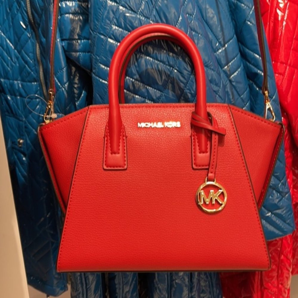 Michael Kors Avril Small Leather Top-Zip Satchel Color Flame - Picture 13 of 16